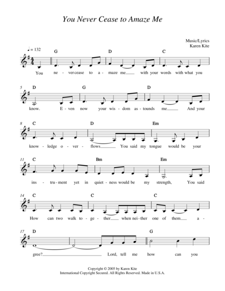 Free Sheet Music You Never Cease To Amaze Me