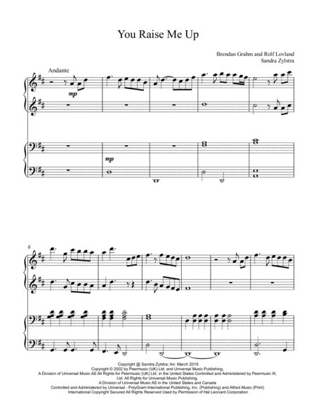 You Raise Me Up 1 Piano 4 Hand Duet Sheet Music