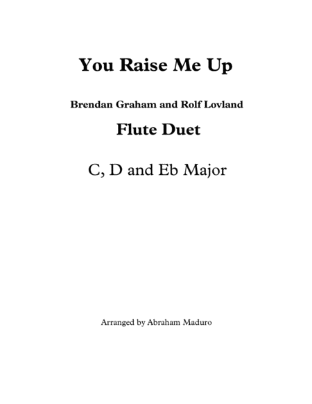 Free Sheet Music You Raise Me Up Flute Duet Three Tonalities Included