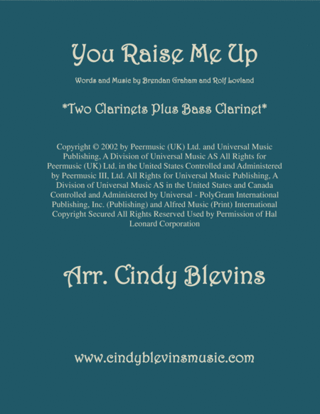 You Raise Me Up For Two Clarinets And Bass Clarinet Sheet Music