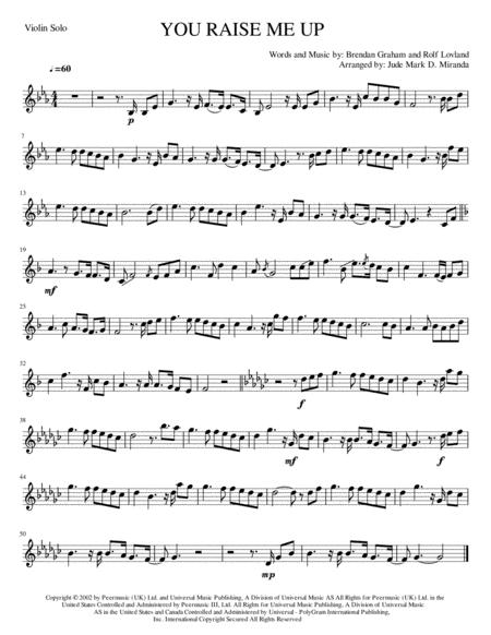 You Raise Me Up Solo Violin Sheet Music