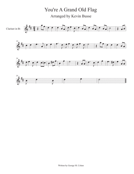 You Re A Grand Old Flag Clarinet Sheet Music