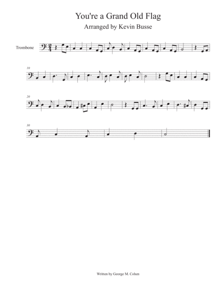 You Re A Grand Old Flag Trombone Sheet Music