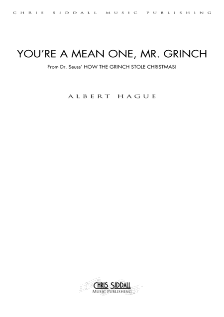 Free Sheet Music You Re A Mean One Mr Grinch From Dr Suess How The Grinch Stole Christmas