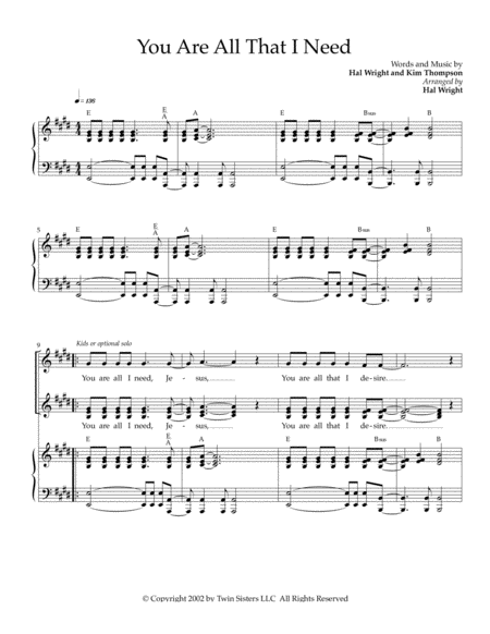 Free Sheet Music You Re All That I Need