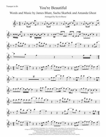 Free Sheet Music You Re Beautiful Trumpet