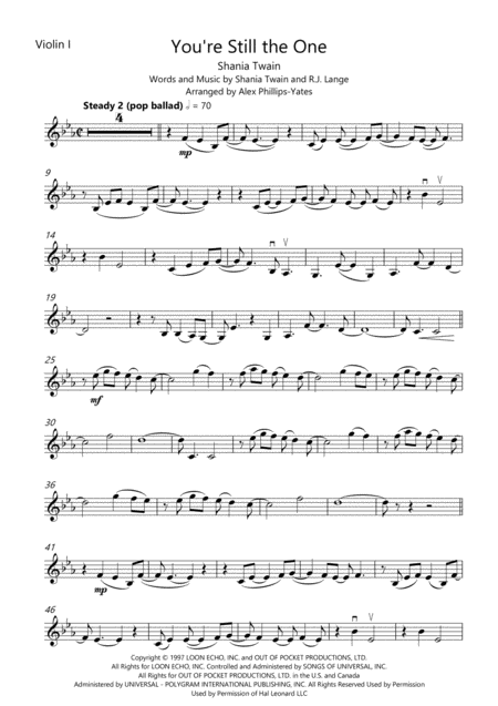 You Re Still The One By Shania Twain String Quartet Sheet Music