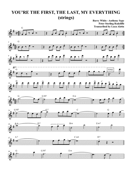 Free Sheet Music You Re The First The Last My Everything