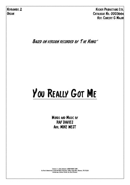 You Really Got Me Keyboards 2 Organ Sheet Music