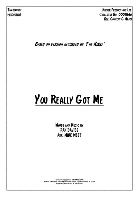 You Really Got Me Percussion Sheet Music