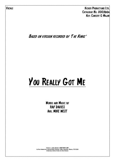 You Really Got Me Vocals Sheet Music