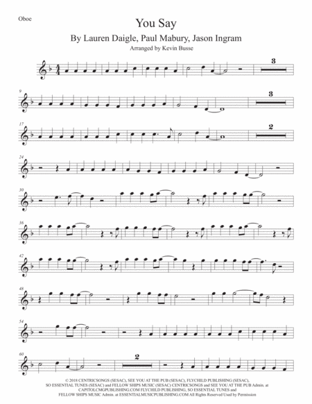 You Say Oboe Original Key Sheet Music