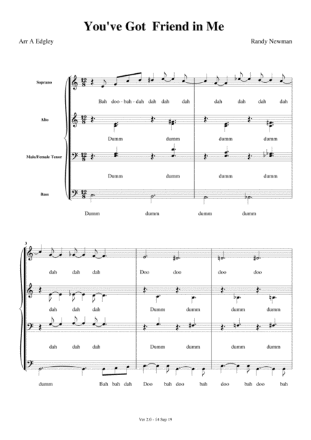 Free Sheet Music You Ve Got A Friend In Me 7 Part Satb