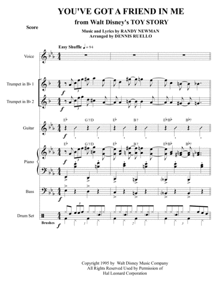 Free Sheet Music You Ve Got A Friend In Me From Walt Disneys Toy Story For Voice And Piano W Opt Combo