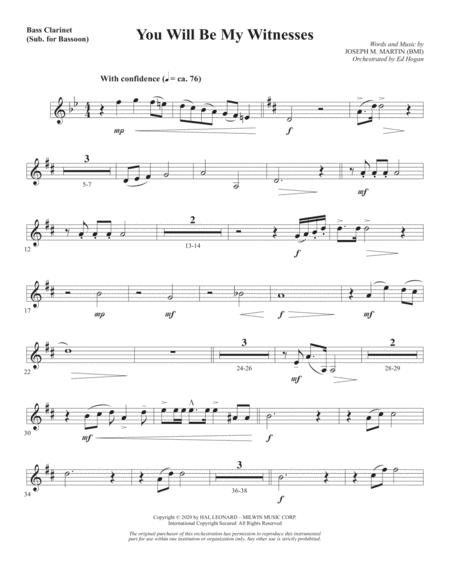 Free Sheet Music You Will Be My Witnesses Bass Clarinet Sub Bassoon