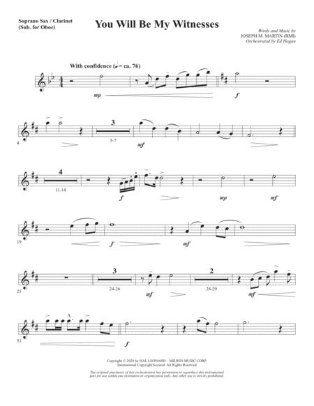 Free Sheet Music You Will Be My Witnesses Soprano Sax Clarinet Sub Oboe