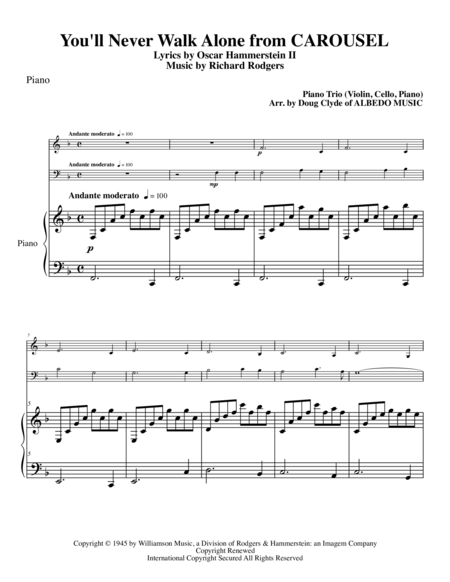 Free Sheet Music You Will Never Walk Alone From Carousel For Piano Trio