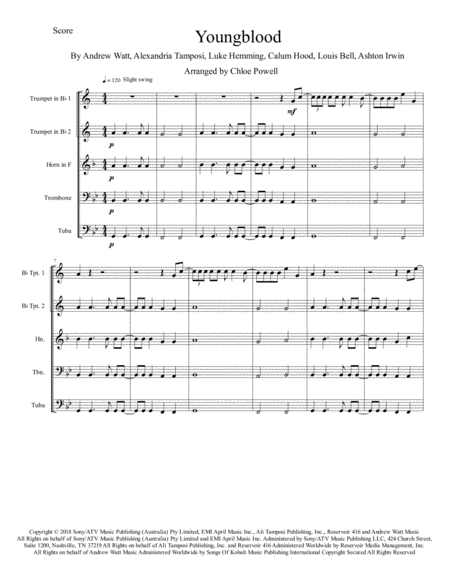 Youngblood Brass Quintet Score Sheet Music