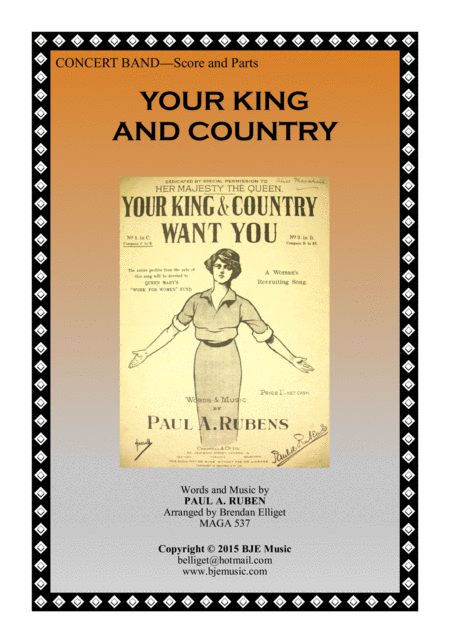 Your King And Country Want You Concert Band Score And Parts Pdf Sheet Music