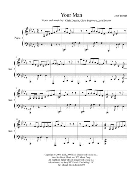 Your Man Sheet Music