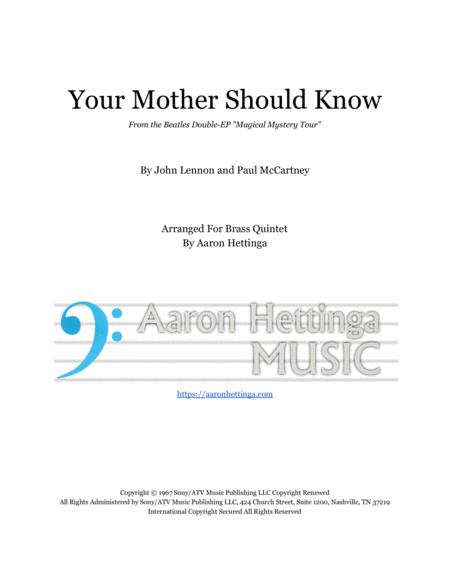 Your Mother Should Know Beatles For Brass Quintet Sheet Music