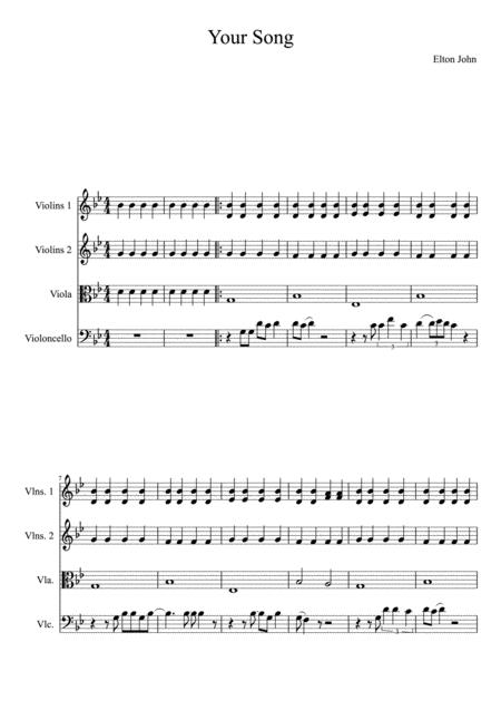 Free Sheet Music Your Song String Quartet Score Only