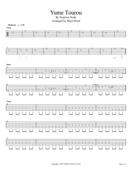 Free Sheet Music Yume Tourou Radwimps Bass Tab