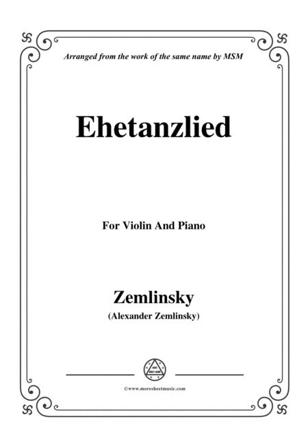 Free Sheet Music Zemlinsky Ehetanzlied For Violin And Piano