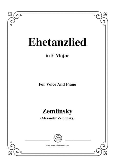 Zemlinsky Ehetanzlied In F Major Sheet Music