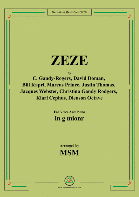 Free Sheet Music Zeze In G Mionr For Voice And Piano