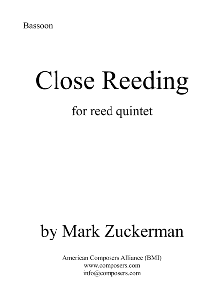 Free Sheet Music Zuckerman Close Reeding