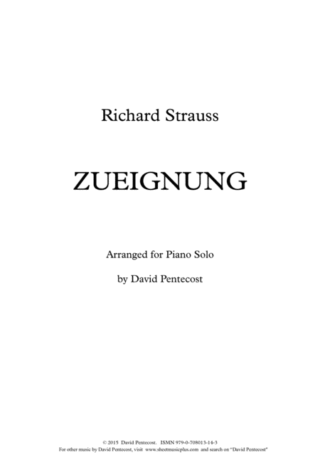 Free Sheet Music Zueignung Arr Opus 14