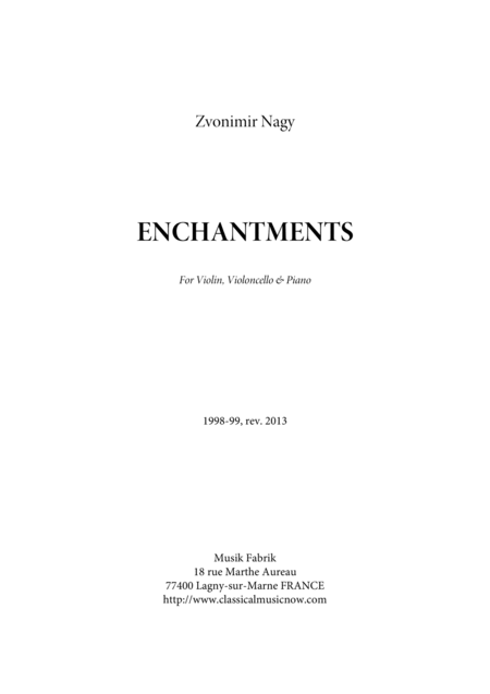 Free Sheet Music Zvonimir Nagy Enchantments For Piano Trio
