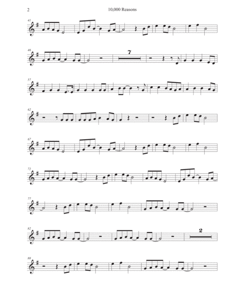 10 000 Reasons Original Key Violin Page 2