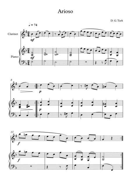 10 Easy Classical Pieces For Clarinet Piano Vol 7 Page 2