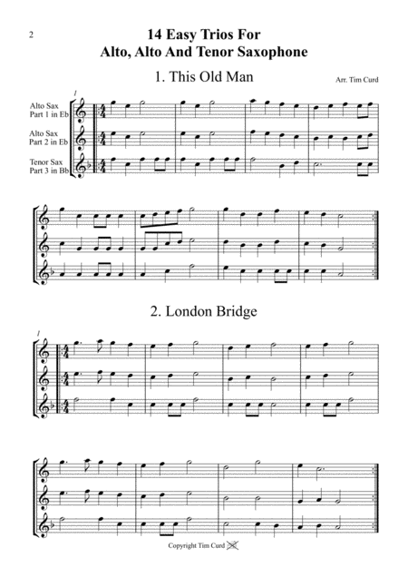 14 Easy Trios For Alto Alto And Tenor Saxophone Page 2