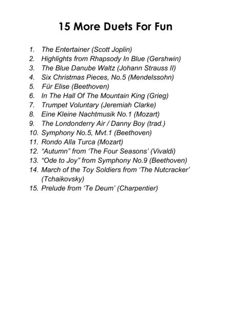 15 More Horn Duets For Fun Popular Classics Volume 2 Various Levels Page 2