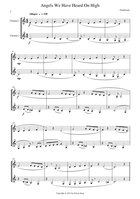 15 Popular Christmas Songs For Eb Clarinet Duet Suitable For Beginning Intermediate Clarinetists Page 2