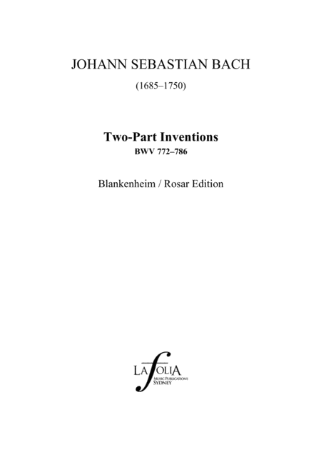 15 Two Part Inventions Bwv 772 786 Blankenheim Rosar Edition Page 2