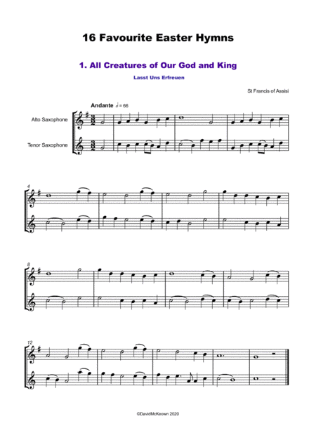 16 Favourite Easter Hymns For Alto And Tenor Saxophone Duet Page 2