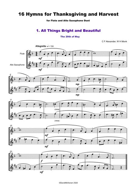 16 Favourite Hymns For Thanksgiving And Harvest For Flute And Alto Saxophone Duet Page 2