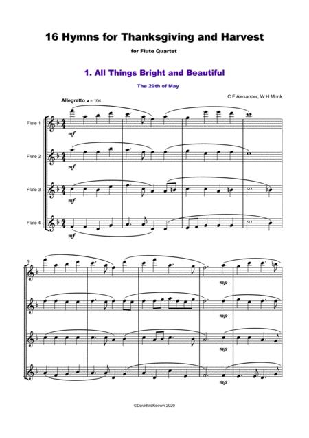 16 Favourite Hymns For Thanksgiving And Harvest For Flute Quartet Page 2