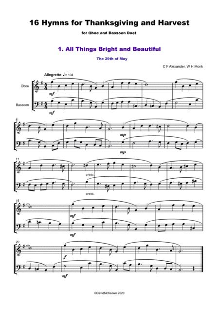 16 Favourite Hymns For Thanksgiving And Harvest For Oboe And Bassoon Duet Page 2