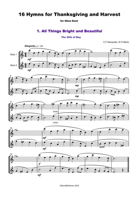 16 Favourite Hymns For Thanksgiving And Harvest For Oboe Duet Page 2