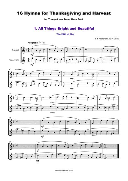 16 Favourite Hymns For Thanksgiving And Harvest For Trumpet And Tenor Horn Duet Page 2