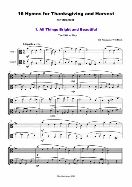 16 Favourite Hymns For Thanksgiving And Harvest For Viola Duet Page 2