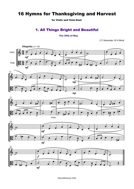 16 Favourite Hymns For Thanksgiving And Harvest For Violin And Viola Duet Page 2