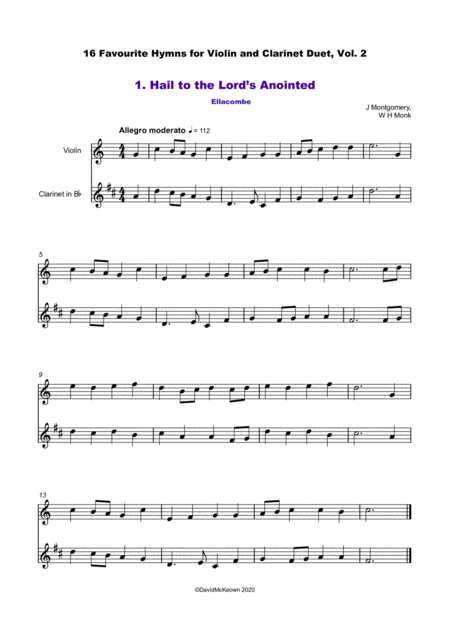 16 Favourite Hymns Vol 2 For Violin And Clarinet Duet Page 2