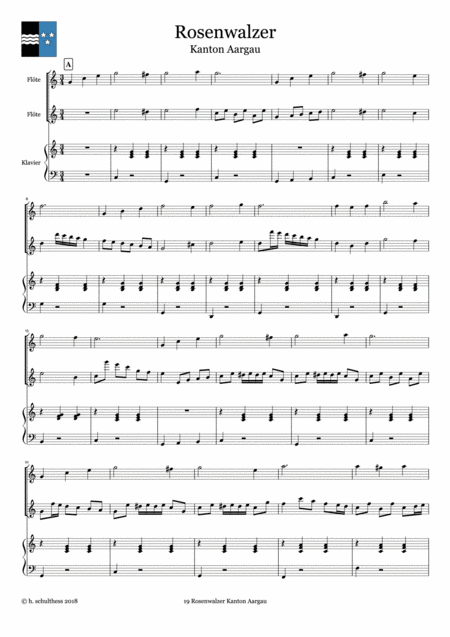 19 Swiss Folk Tune For Two Flutes And Piano Rosenwalzer Canton Aargau Page 2