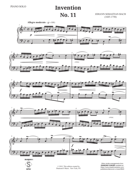 2 Part Invention No 11 In G Minor By Js Bach Bwv 782 For Solo Piano Page 2